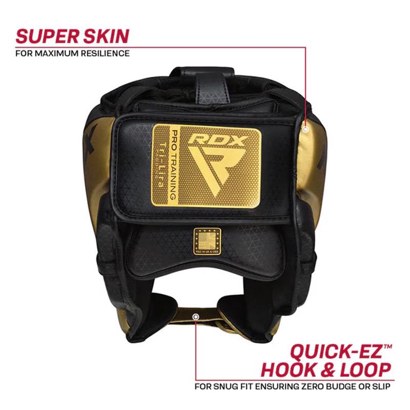 RDX L1 MARK PRO CHEEK BOXING TRAINING HEAD GUARD BLACK/gold